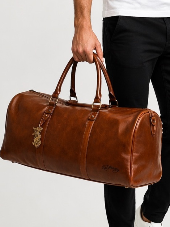 Ed Hardy Handbags - Ed Hardy Brown Leather Duffle Bag NWT Large Travel Weekender Carry On Unisex